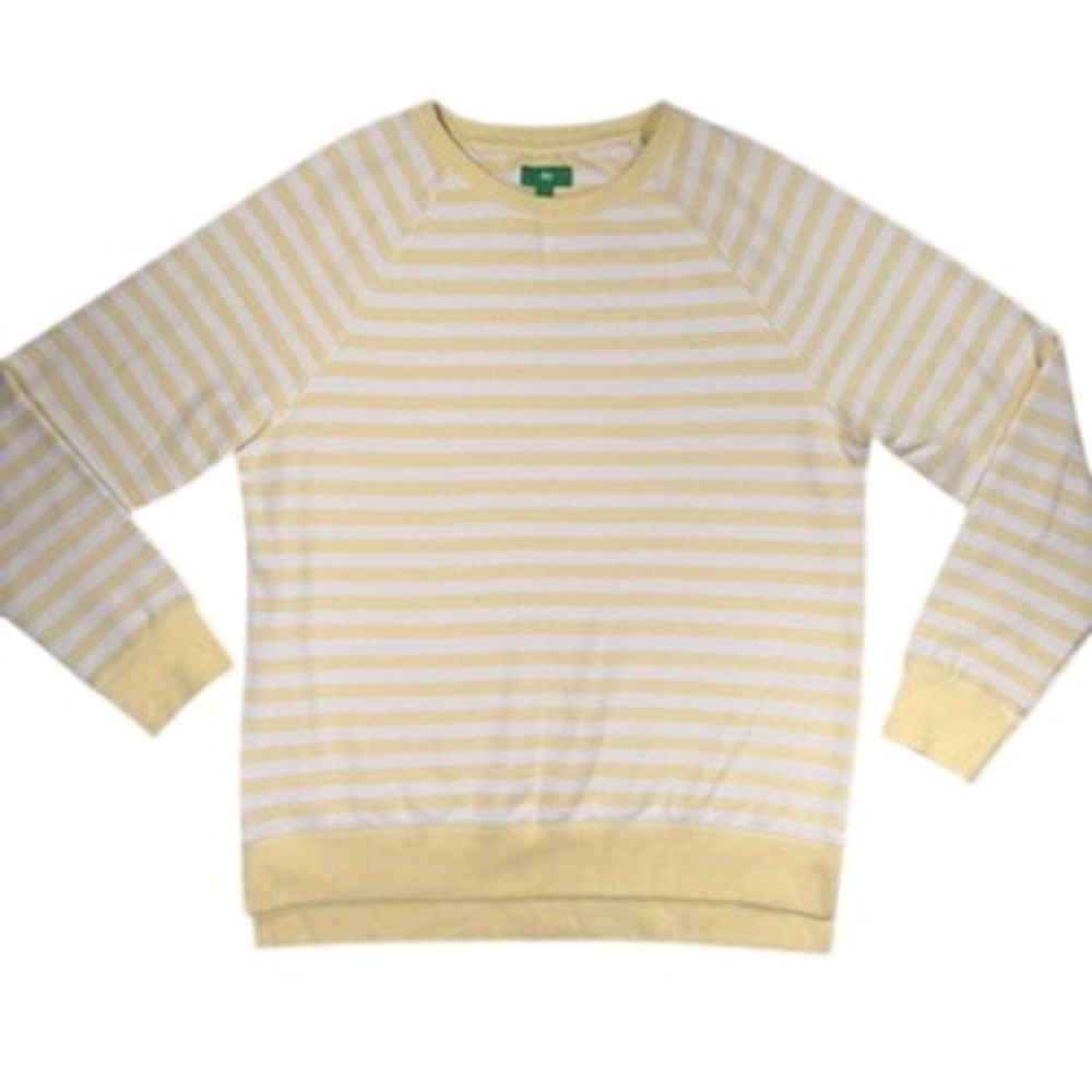 Dip Striped Raglan Sweatshirt XL Women Yellow White Cotton Blend Pullover
